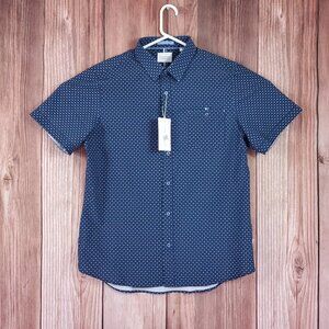 7 Diamonds Mens Large 4 Way Stretch Kyro Short Sleeve Shirt Geometric Triangle